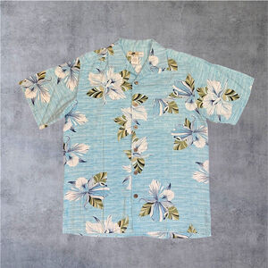 Men's Blue Floral Casual Button Down Shirt